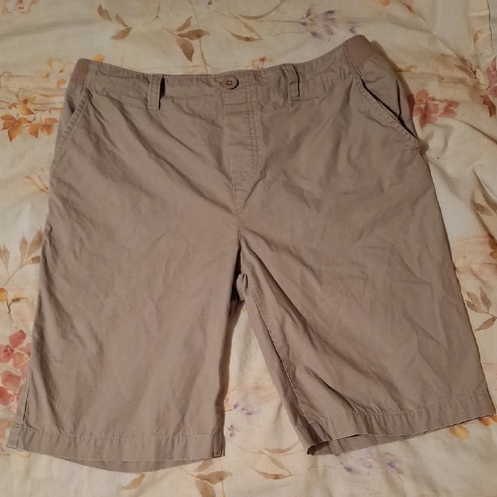 Lands' End Boys' Casual Flat-Front Shorts in Light Khaki